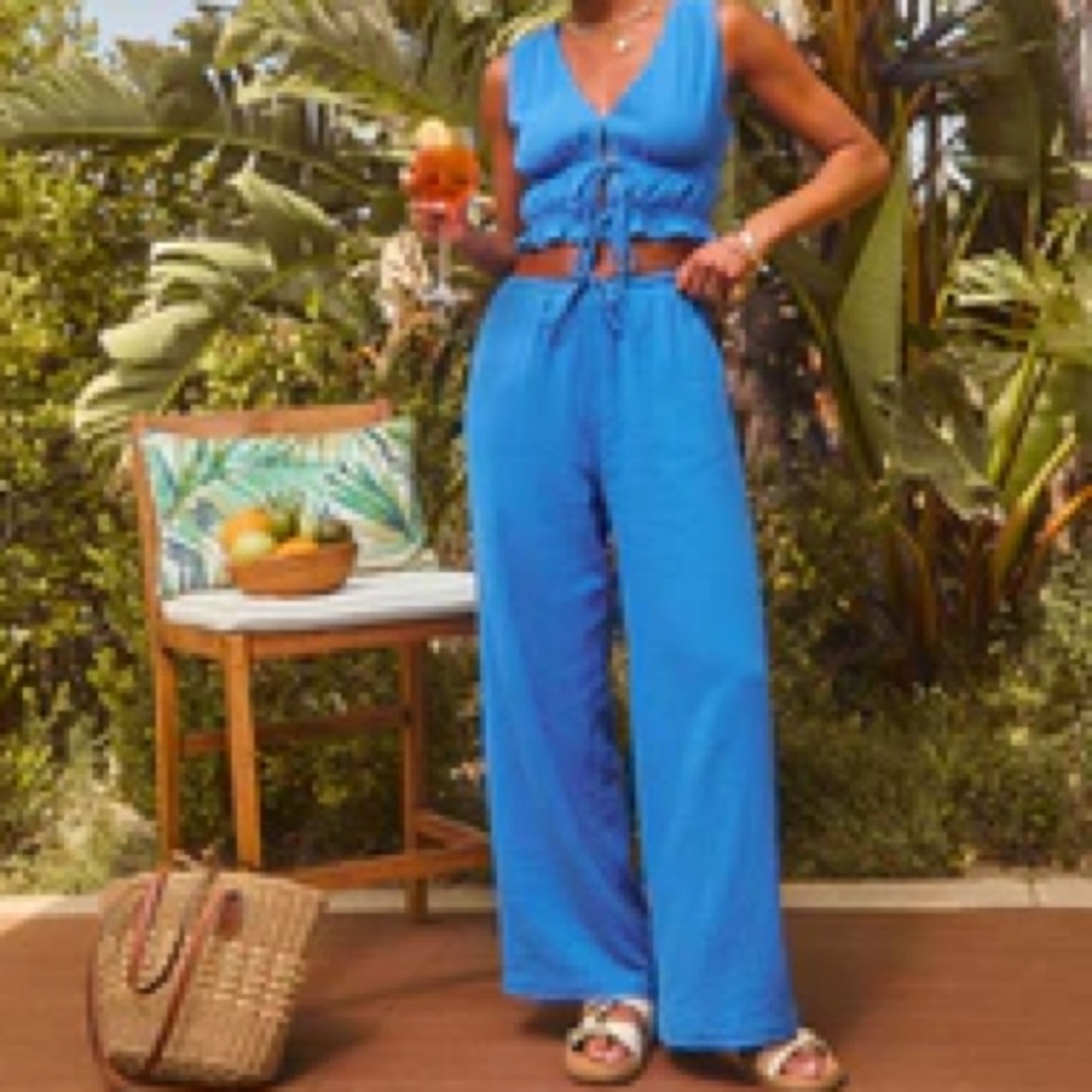 Vici Blue Crop Top & Pants Set